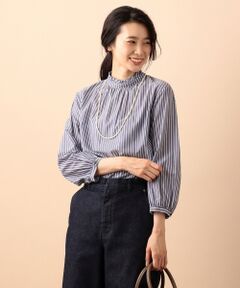 L size ONWARD(大きいサイズ) / エルサイズオンワード トップス | 【洗える】キュプラコットンストライプ ブラウス