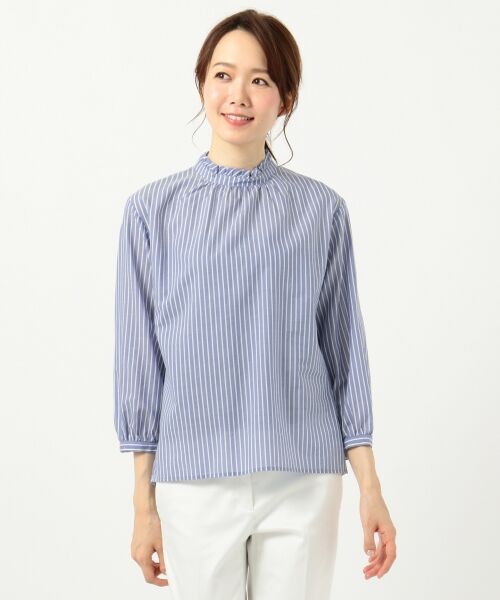 L size ONWARD(大きいサイズ) / エルサイズオンワード トップス | 【洗える】キュプラコットンストライプ ブラウス | 詳細13