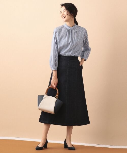 L size ONWARD(大きいサイズ) / エルサイズオンワード トップス | 【洗える】キュプラコットンストライプ ブラウス | 詳細3