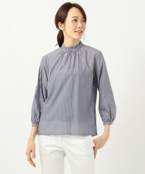 L size ONWARD(大きいサイズ) / エルサイズオンワード トップス | 【洗える】キュプラコットンストライプ ブラウス | 詳細15