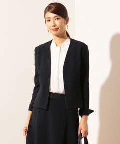 L size ONWARD(大きいサイズ) / エルサイズオンワード ノーカラージャケット | トリアセライトツイード ノーカラージャケット