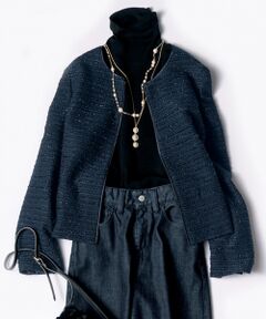 L size ONWARD(大きいサイズ) / エルサイズオンワード ノーカラージャケット | 【マガジン掲載】インレージャージー ノーカラージャケット(検索番号N27)