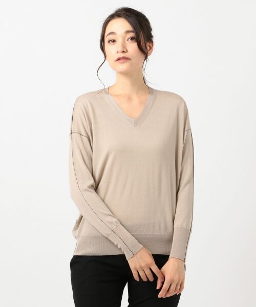 L size ONWARD(大きいサイズ) / エルサイズオンワード ニット・セーター | Wool Silk Cashmere Vネック ニット | 詳細13