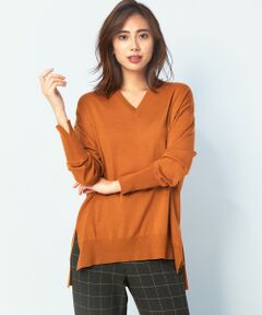 【洗える】Compact Wool Vネックニット