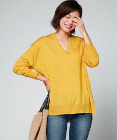 【洗える】Compact Wool Vネックニット