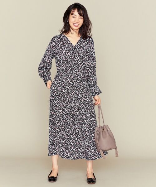 セール レトロフラワープリント ワンピース ミニ丈 ひざ丈ワンピース L Size Onward 大きいサイズ エルサイズオンワード ファッション通販 タカシマヤファッションスクエア