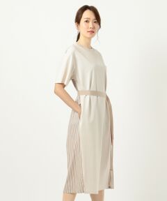 L size ONWARD(大きいサイズ) / エルサイズオンワード ミニ丈・ひざ丈ワンピース | 【洗える】シルキータッチ シャツコンビワンピース