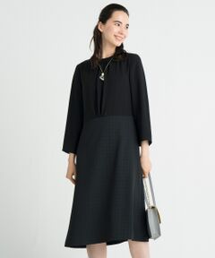 L size ONWARD(大きいサイズ) / エルサイズオンワード ミニ丈・ひざ丈ワンピース | 【洗える】SATIN JACQURAD ワンピース