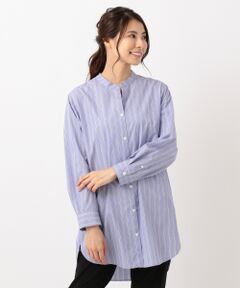 L size ONWARD(大きいサイズ) / エルサイズオンワード トップス | 【洗える】BAND COLLAR チュニックロングシャツ