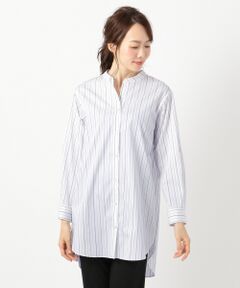 L size ONWARD(大きいサイズ) / エルサイズオンワード トップス | 【洗える】BAND COLLAR チュニックロングシャツ