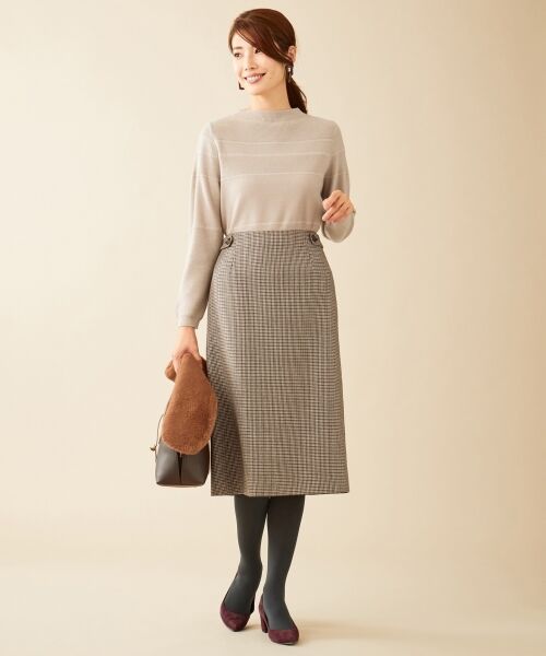 L size ONWARD(大きいサイズ) / エルサイズオンワード ニット・セーター | 【洗える】ウールアクリルシャドーボーダー ニット | 詳細1