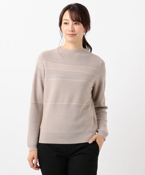 L size ONWARD(大きいサイズ) / エルサイズオンワード ニット・セーター | 【洗える】ウールアクリルシャドーボーダー ニット | 詳細2