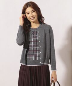 L size ONWARD(大きいサイズ) / エルサイズオンワード カーディガン・ボレロ | 【洗える】チェックツイン アンサンブル ニット