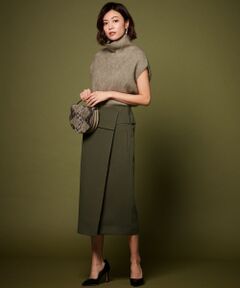 L size ONWARD(大きいサイズ) / エルサイズオンワード ミニ・ひざ丈スカート | 【mi-molletコラボ】Compact Double Cloth スカート