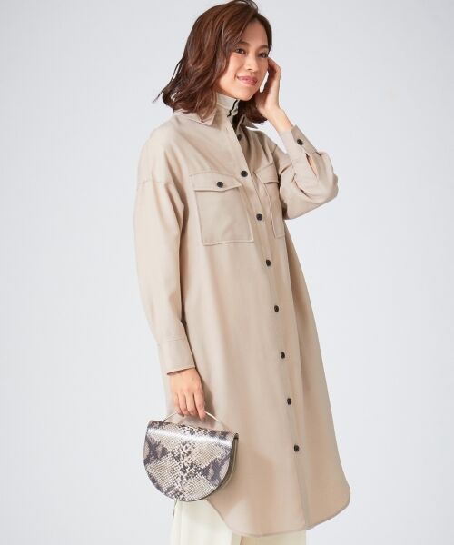 L size ONWARD(大きいサイズ) / エルサイズオンワード トップス | 【洗える】Biella シャツワンピース(ベージュ系)