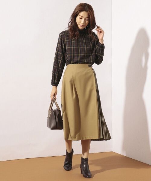 L size ONWARD(大きいサイズ) / エルサイズオンワード トップス | 【洗える】コットンリヨセルブラッシュチェック2 スタンドフリル ブラウス | 詳細3