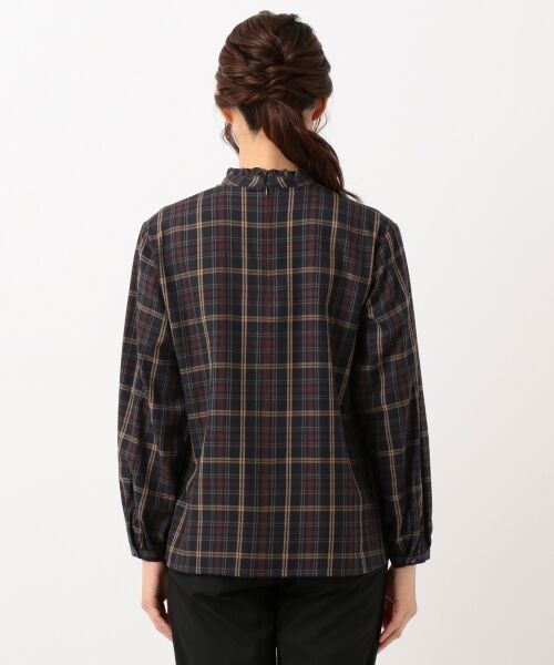 L size ONWARD(大きいサイズ) / エルサイズオンワード トップス | 【洗える】コットンリヨセルブラッシュチェック2 スタンドフリル ブラウス | 詳細6