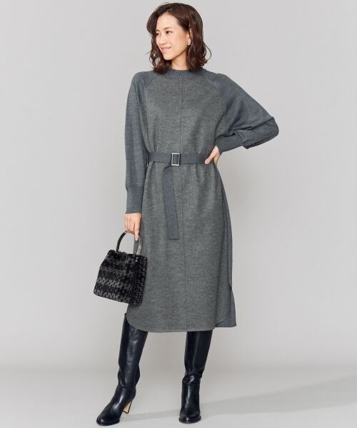 L size ONWARD(大きいサイズ) / エルサイズオンワード ロング・マキシ丈ワンピース | Milled Jersey Combi ラグランスリーブワンピース | 詳細1