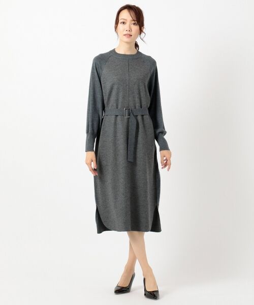 L size ONWARD(大きいサイズ) / エルサイズオンワード ロング・マキシ丈ワンピース | Milled Jersey Combi ラグランスリーブワンピース | 詳細9