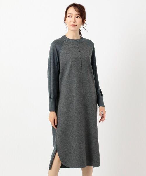L size ONWARD(大きいサイズ) / エルサイズオンワード ロング・マキシ丈ワンピース | Milled Jersey Combi ラグランスリーブワンピース | 詳細10
