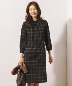L size ONWARD(大きいサイズ) / エルサイズオンワード ミニ丈・ひざ丈ワンピース | チェックジャカード ワンピース