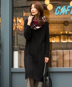 L size ONWARD(大きいサイズ) / エルサイズオンワード ロング・マキシ丈ワンピース | 【洗える】アランアレンジ  ニットワンピース