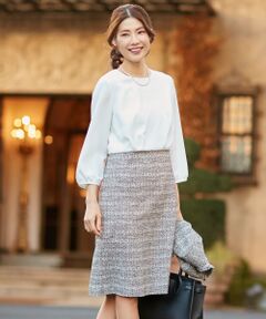 L size ONWARD(大きいサイズ) / エルサイズオンワード ミニ丈・ひざ丈ワンピース | 【セットアップ対応】ファンシーツイード ワンピース