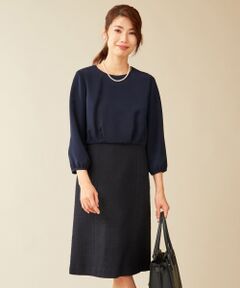 L size ONWARD(大きいサイズ) / エルサイズオンワード ミニ丈・ひざ丈ワンピース | 【セットアップ対応】ファンシーツイード ワンピース