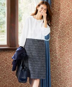 L size ONWARD(大きいサイズ) / エルサイズオンワード ミニ丈・ひざ丈ワンピース | 【セットアップ対応】ファンシーツイード ワンピース