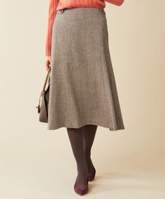 L size ONWARD(大きいサイズ) / エルサイズオンワード ミニ・ひざ丈スカート | ウールヘリンボン スカート
