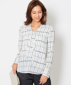 L size ONWARD(大きいサイズ) / エルサイズオンワード トップス | Comma Check PT ドレープブラウス