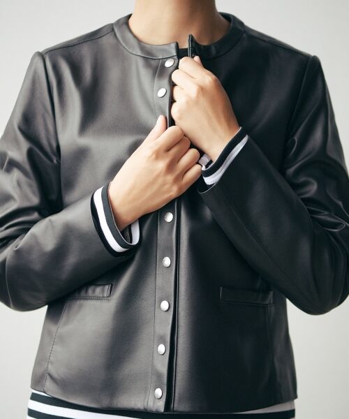 新素材新作 ノーカラージャケット レザー レザージャケット