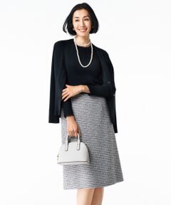 L size ONWARD(大きいサイズ) / エルサイズオンワード ミニ・ひざ丈スカート | 【マガジン掲載】カラミツイード セミタイトスカート(検索番号A24)