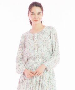 L size ONWARD(大きいサイズ) / エルサイズオンワード トップス | 【洗える】フラワーブーケ プリントブラウス