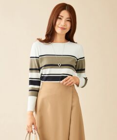 L size ONWARD(大きいサイズ) / エルサイズオンワード ニット・セーター | 【洗える】ワイドボーダー ニット