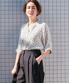 L size ONWARD(大きいサイズ) / エルサイズオンワード トップス | Touch Dot PT 5分袖ブラウス