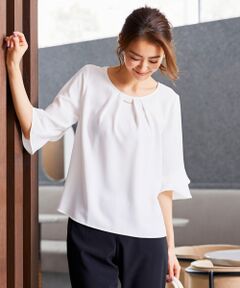 L size ONWARD(大きいサイズ) / エルサイズオンワード トップス | 【洗える】ラッフルフレアージョーゼット ブラウス