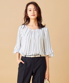 L size ONWARD(大きいサイズ) / エルサイズオンワード トップス | 【洗える】ラッフルフレアージョーゼット ブラウス