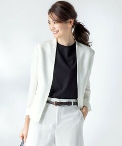 【洗える】プレンウェーブ ノーカラー ジャケット