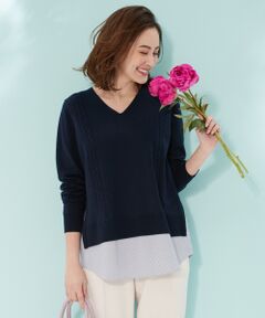 L size ONWARD(大きいサイズ) / エルサイズオンワード ニット・セーター | 【洗える】シャツレイヤード ニット