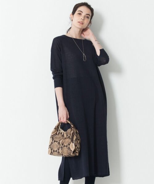 セール 洗える フレンチフラックス ニットワンピース ロング マキシ丈ワンピース L Size Onward 大きいサイズ エルサイズ オンワード ファッション通販 タカシマヤファッションスクエア