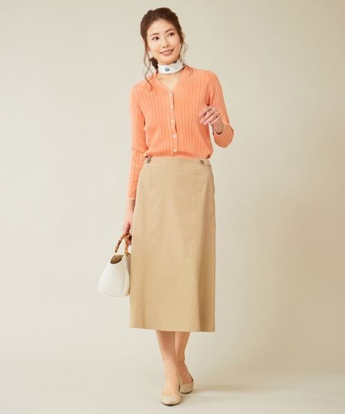 L size ONWARD(大きいサイズ) / エルサイズオンワード ミニ・ひざ丈スカート | 【透けにくい】洗えるTCリネンツイル スカート | 詳細3