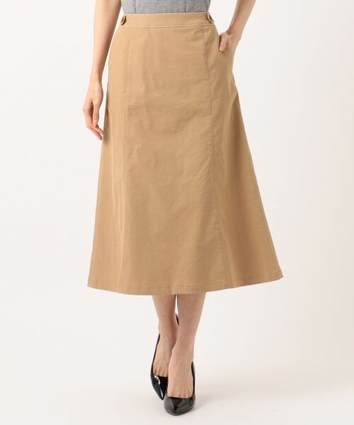 L size ONWARD(大きいサイズ) / エルサイズオンワード ミニ・ひざ丈スカート | 【透けにくい】洗えるTCリネンツイル スカート | 詳細4