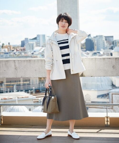 L size ONWARD(大きいサイズ) / エルサイズオンワード ミニ・ひざ丈スカート | 【透けにくい】洗えるTCリネンツイル スカート | 詳細6