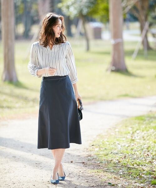 L size ONWARD(大きいサイズ) / エルサイズオンワード ミニ・ひざ丈スカート | 【透けにくい】洗えるTCリネンツイル スカート | 詳細11