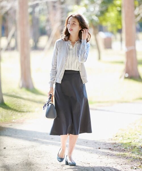 L size ONWARD(大きいサイズ) / エルサイズオンワード ミニ・ひざ丈スカート | 【透けにくい】洗えるTCリネンツイル スカート | 詳細12