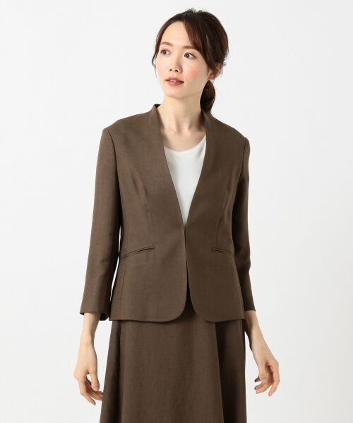 L size ONWARD(大きいサイズ) / エルサイズオンワード ノーカラージャケット | 【洗える】アイアスソフトクロス ジャケット | 詳細2