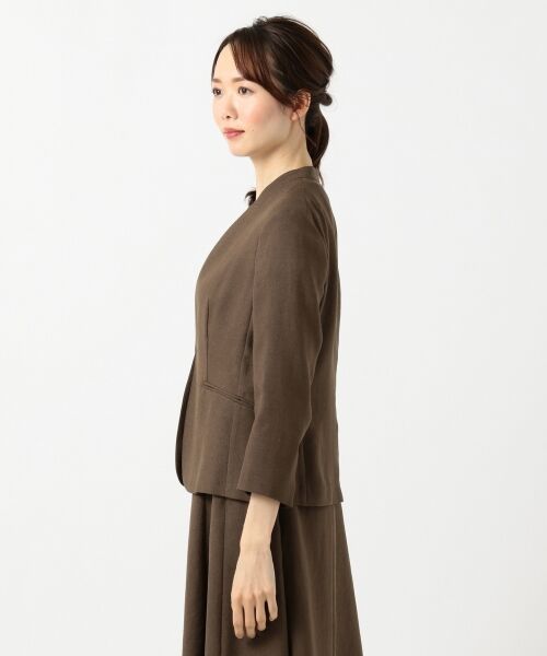 L size ONWARD(大きいサイズ) / エルサイズオンワード ノーカラージャケット | 【洗える】アイアスソフトクロス ジャケット | 詳細3