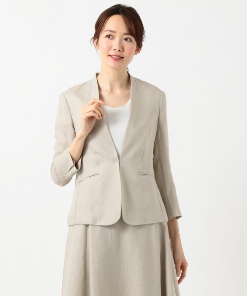 L size ONWARD(大きいサイズ) / エルサイズオンワード ノーカラージャケット | 【洗える】アイアスソフトクロス ジャケット | 詳細16