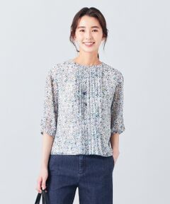 L size ONWARD(大きいサイズ) / エルサイズオンワード Tシャツ | 【洗える】プリーツプリントジャージー カットソー